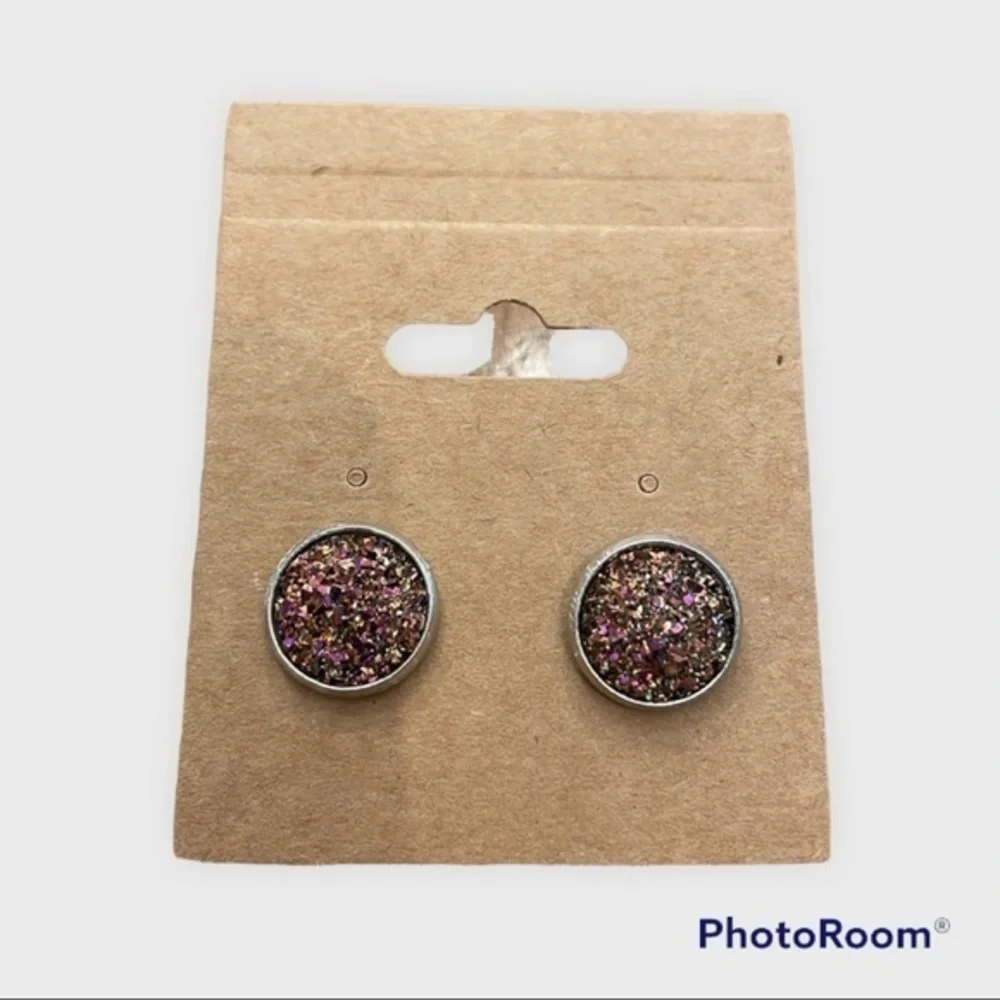 Pink and rose gold 12mm stud earrings